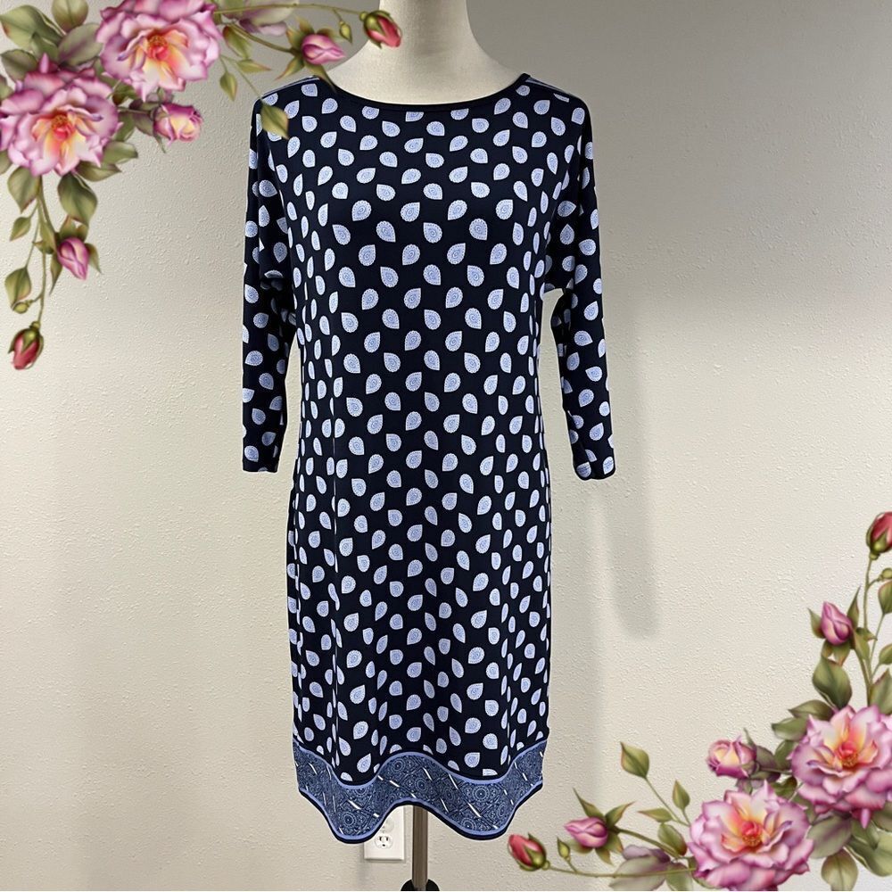 Michael Kors  Navy paisley‎ print long sleeve Dress size small